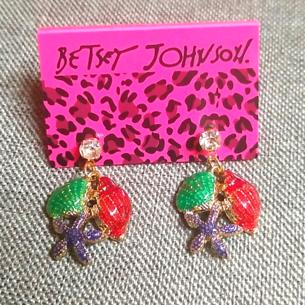 Red Green & Purple Shell Stud Dangle Earrings